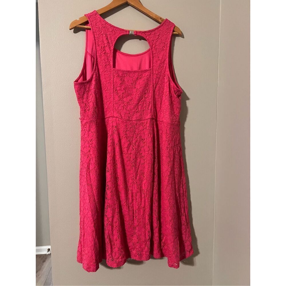 Lane Bryant Plus Size 24 Fit & Flare Lace Dress Pink Sleeveless Preppy Summer - Picture 3 of 6